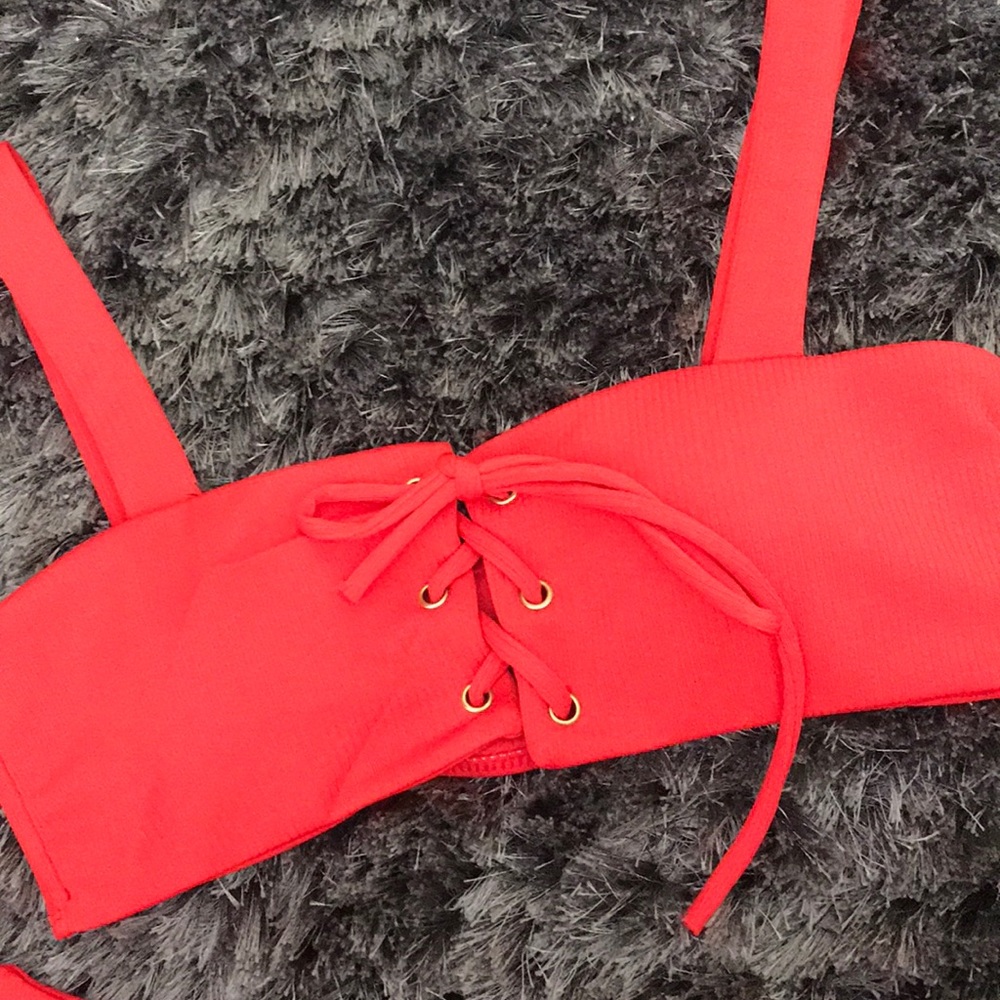 Red Ribbed Bikini - Picture 4 of 4